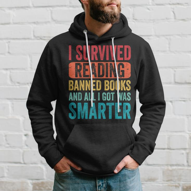 I Survived Reading Banned Books Bookaholic Book Lovers Funny Hoodie Gifts for Him