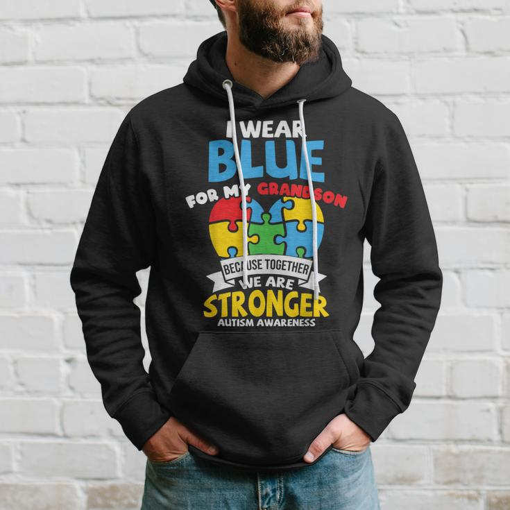 I Wear Blue For My Grandson Autism Awareness Grandparents Hoodie Gifts for Him