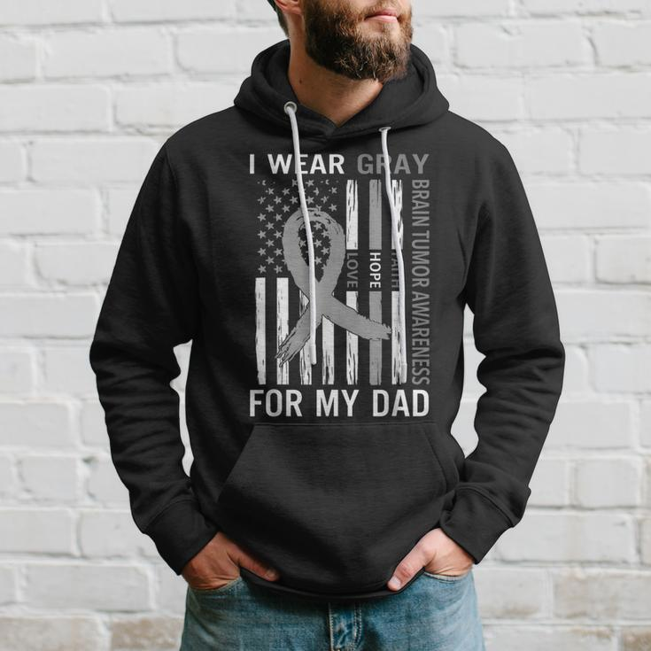 I Wear Gray For My Dad Brain Tumor Awareness Gray Ribbon Hoodie Gifts for Him