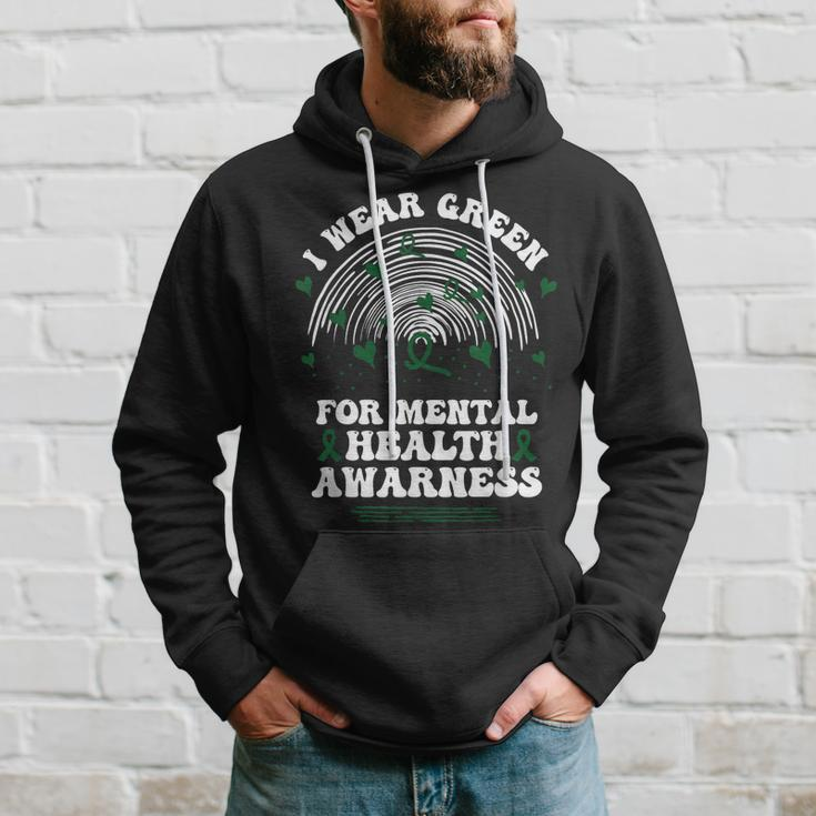 I Wear Green For Mental Health Awareness Green Ribbon Hoodie Gifts for Him