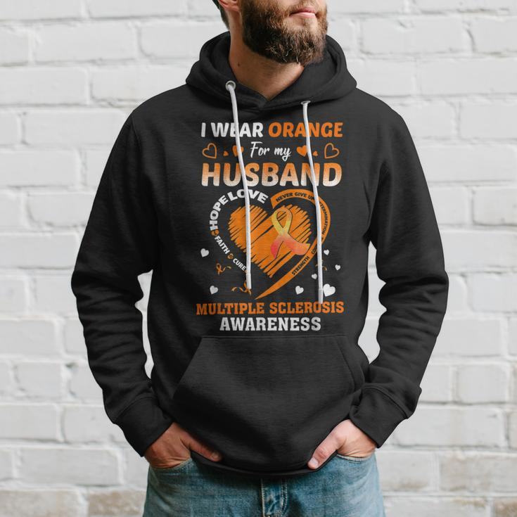 I Wear Orange For My Husband Multiple Sclerosis Ms Awareness Hoodie Gifts for Him