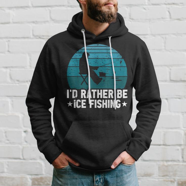 Id Rather Be Ice Fishing Lustige Winterangeln Herren Damen Hoodie Geschenke für Ihn