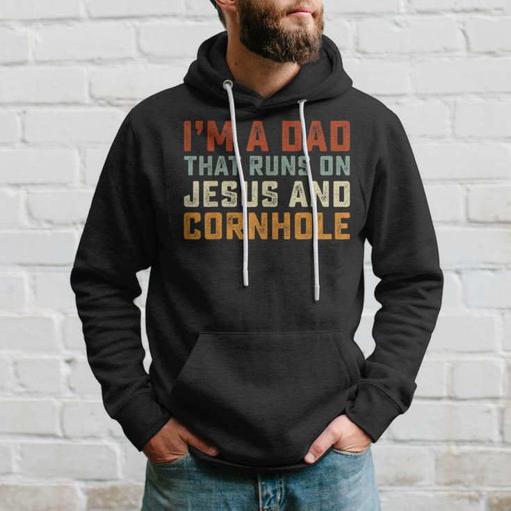 Im A Dad That Runs On Jesus Cornhole Christian Vintage Gift Hoodie Gifts for Him