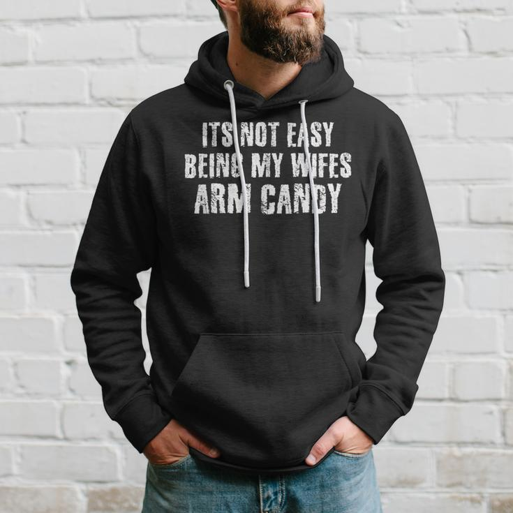 Its Not Easy Being My Wifes Arm Candy Funny Dad Bod Men Hoodie Graphic Print Hooded Sweatshirt Gifts for Him