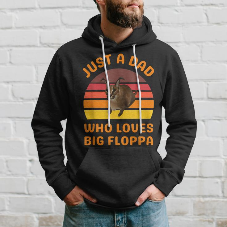 Just A Dad Who Loves Big Floppa Caracal Cat Meme Hoodie Gifts for Him