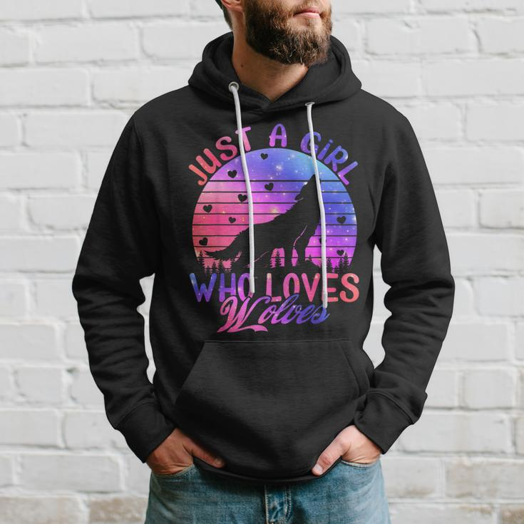 Just A Girl Who Loves Wolves Watercolor Cute Wolf Lover Gift Hoodie Gifts for Him