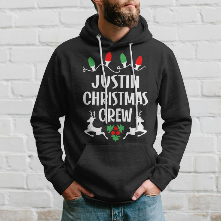 Justin Name Gift Christmas Crew Justin Hoodie Gifts for Him