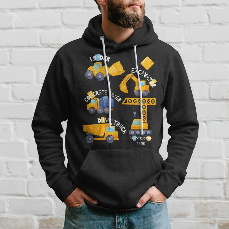 Kids Construction Vehicles Collage Hoodie Gifts for Him