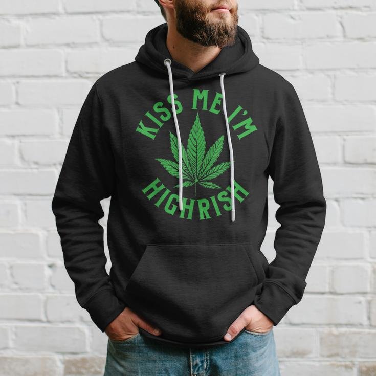 Kiss Me Im Highrish St Patricks Day Weed Marijuana Hoodie Gifts for Him