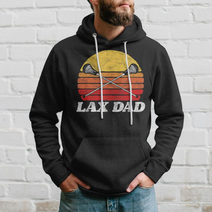 Lax Dad Vintage X Crossed Lacrosse Sticks 80S Sunset Retro Hoodie Gifts for Him