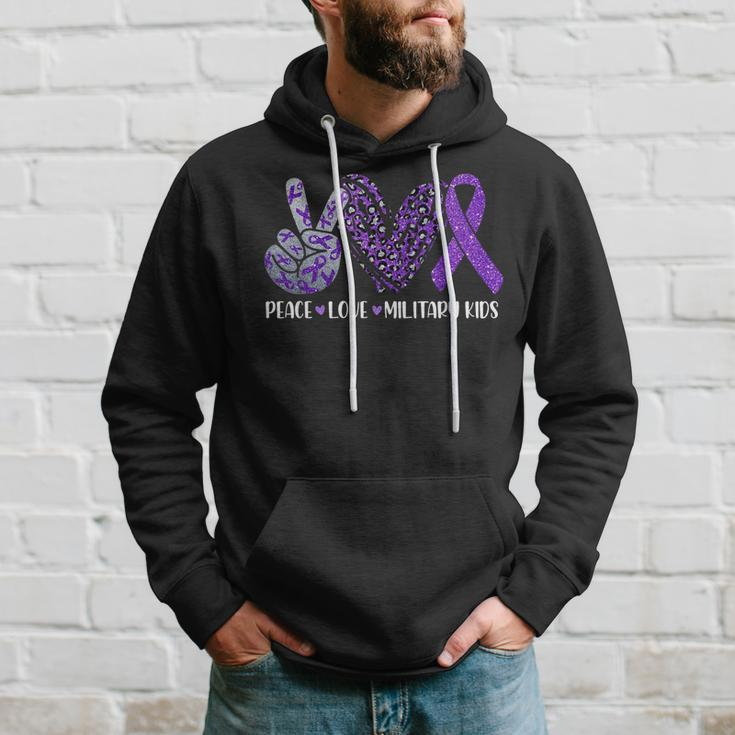 Leopard Peace Love Military Kids Military Purple Up Ribbon Hoodie Gifts for Him