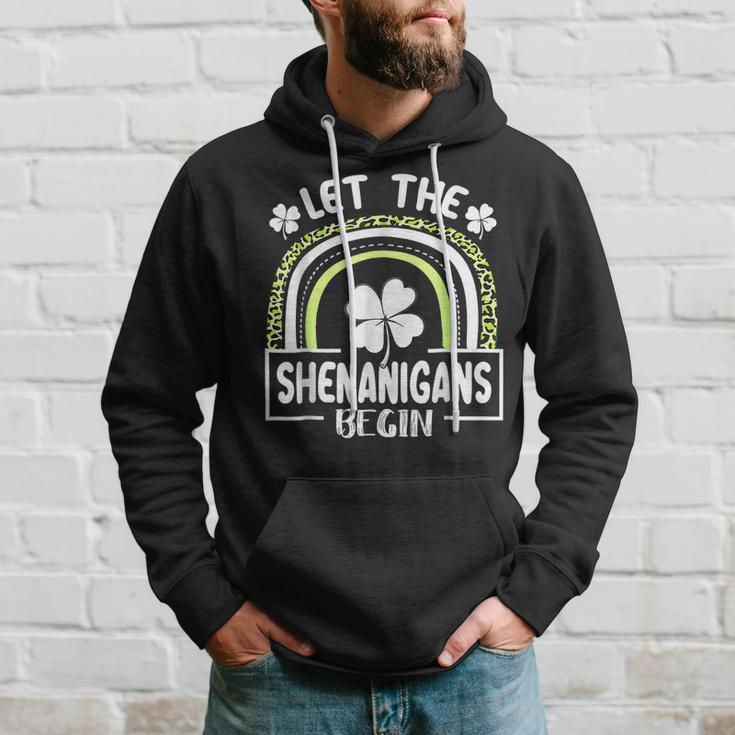 Let The Shenanigans Begin Funny Clovers St Patricks Day Hoodie Gifts for Him