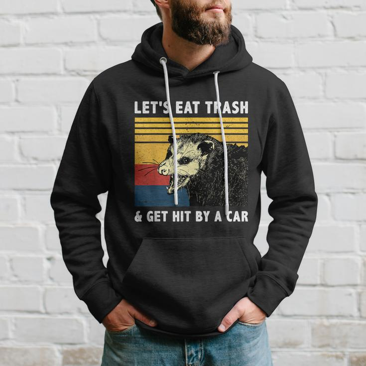 Lets Eat Trash & Get Hit By A Car Opossum Vintage Hoodie Gifts for Him
