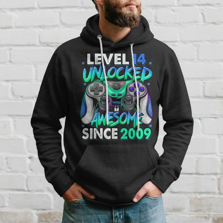 Level 14 Unlocked Awesome Since 2009 14Th Birthday Gaming Hoodie Gifts for Him