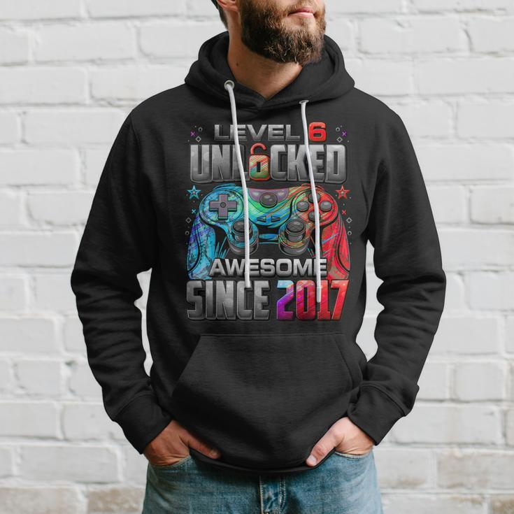 Level 6 Unlocked Awesome Since 2017 6Th Birthday Gaming Hoodie Gifts for Him