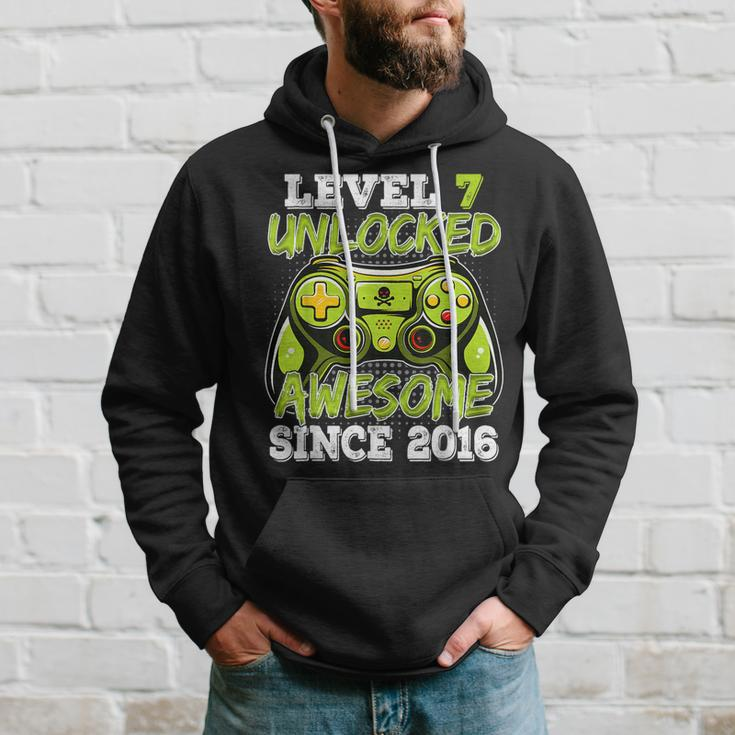 Level 7 Unlocked Birthday Awesome Since 2016 7 Years Old Hoodie Gifts for Him