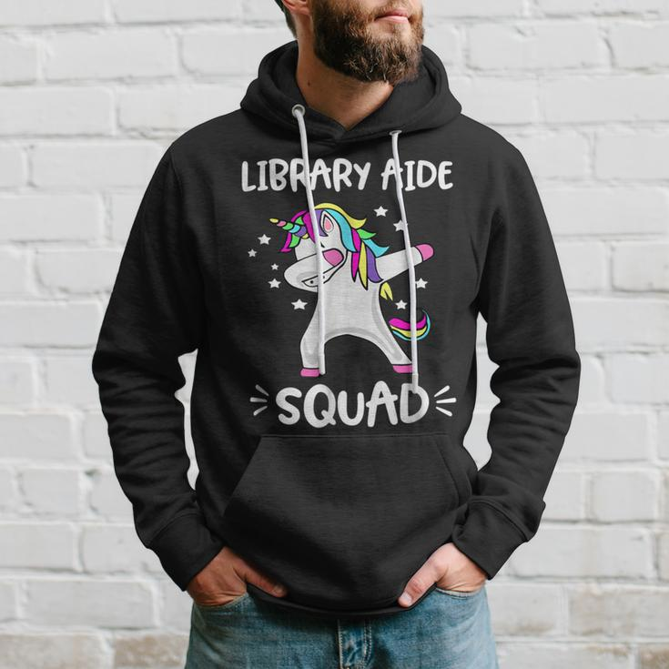 Library Aide Squad Dabbing Unicorn Library AideHoodie Gifts for Him