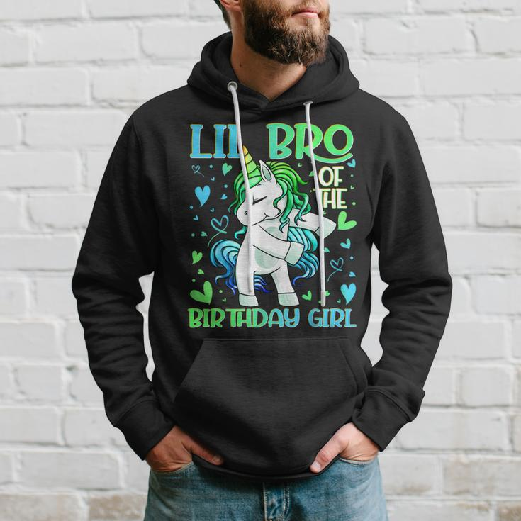Lil Bro Of The Birthday Girl Flossing Unicorn Little Brother Hoodie Gifts for Him