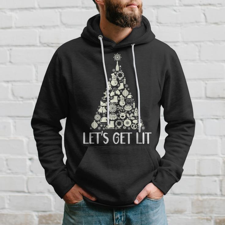 Lets Get Lit Weihnachtsbaum Geschenke Lebkuchen Schneemann Hoodie Geschenke für Ihn