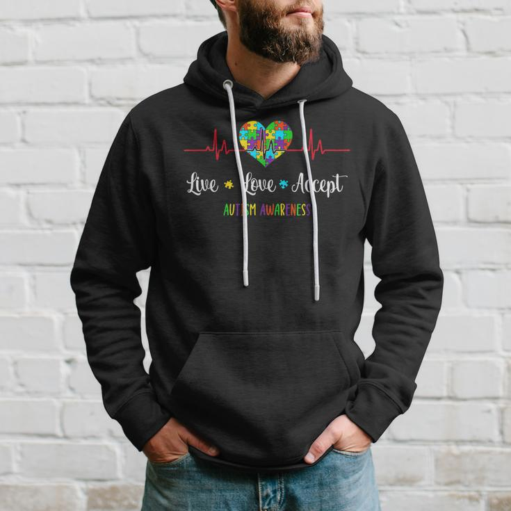 Live Love Accept In April We Wear Blue For Autism Awareness Hoodie Gifts for Him