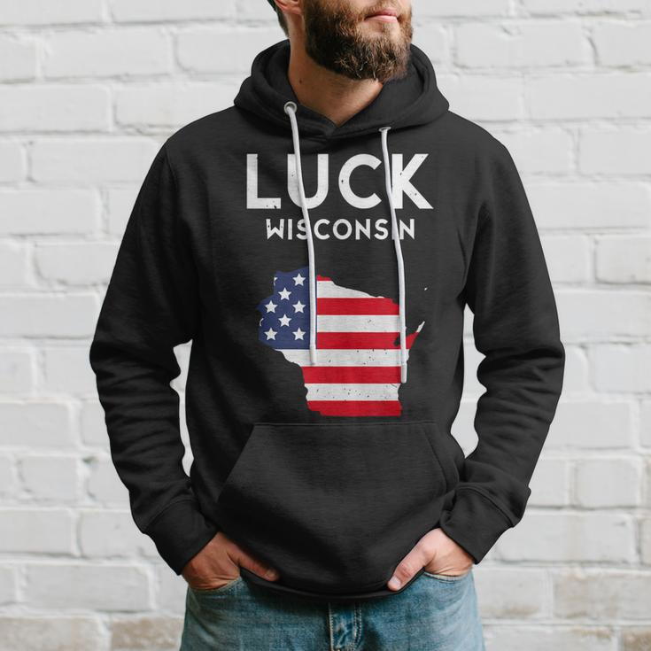 Luck Wisconsin Usa State America Travel Wisconsinite Men Hoodie Graphic Print Hooded Sweatshirt Gifts for Him