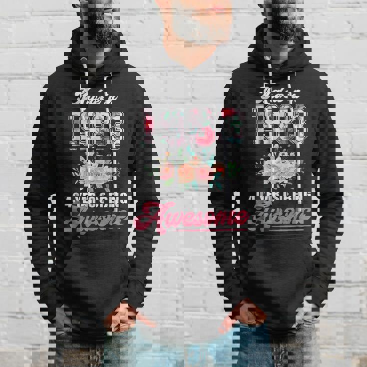 Made In 1983 Floral 40 Year Old 40Th Birthday Gifts Women Hoodie Gifts for Him
