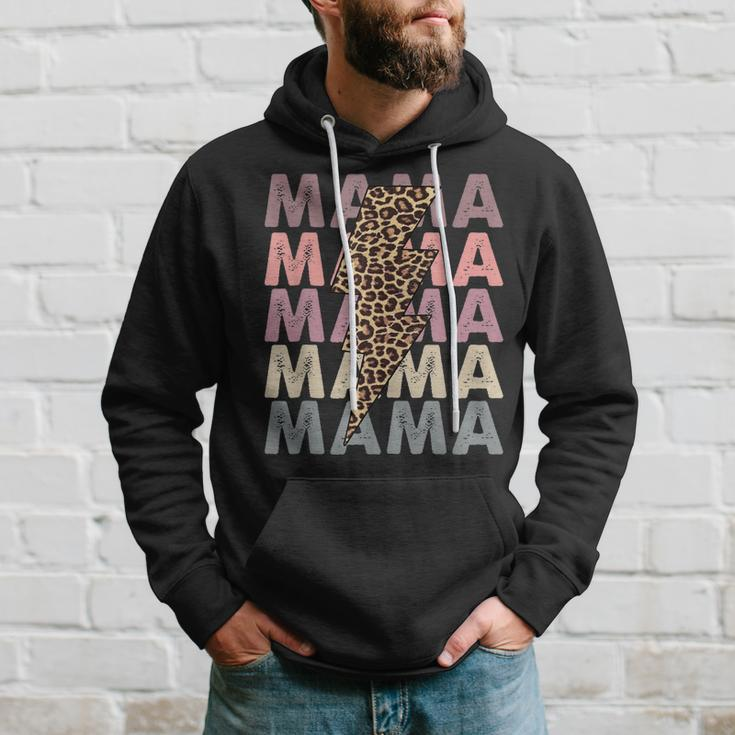 Mama Lightning Bolt Leopard Cheetah Mama Mini Matching Men Hoodie Gifts for Him