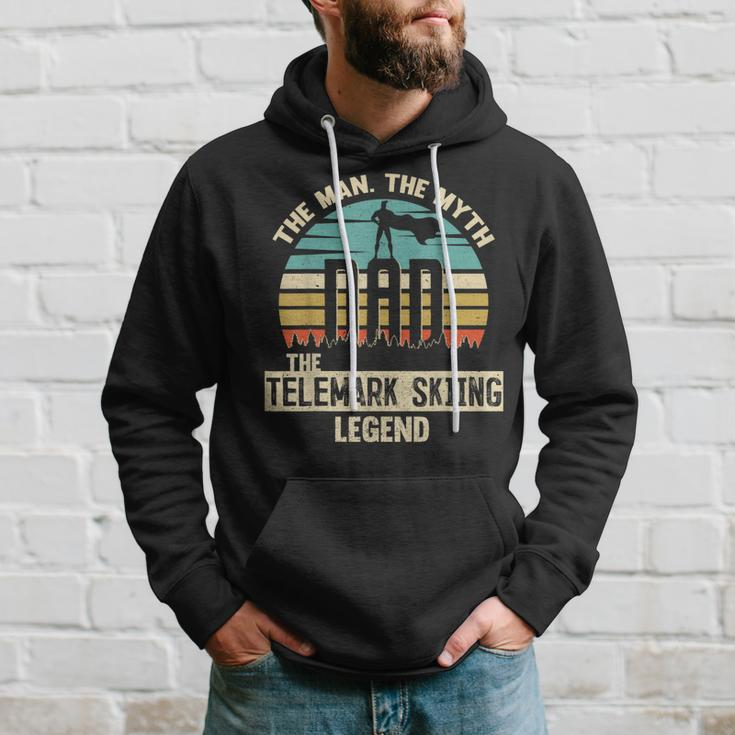 Man Myth Legend Dad Telemark Skiing Hoodie Gifts for Him