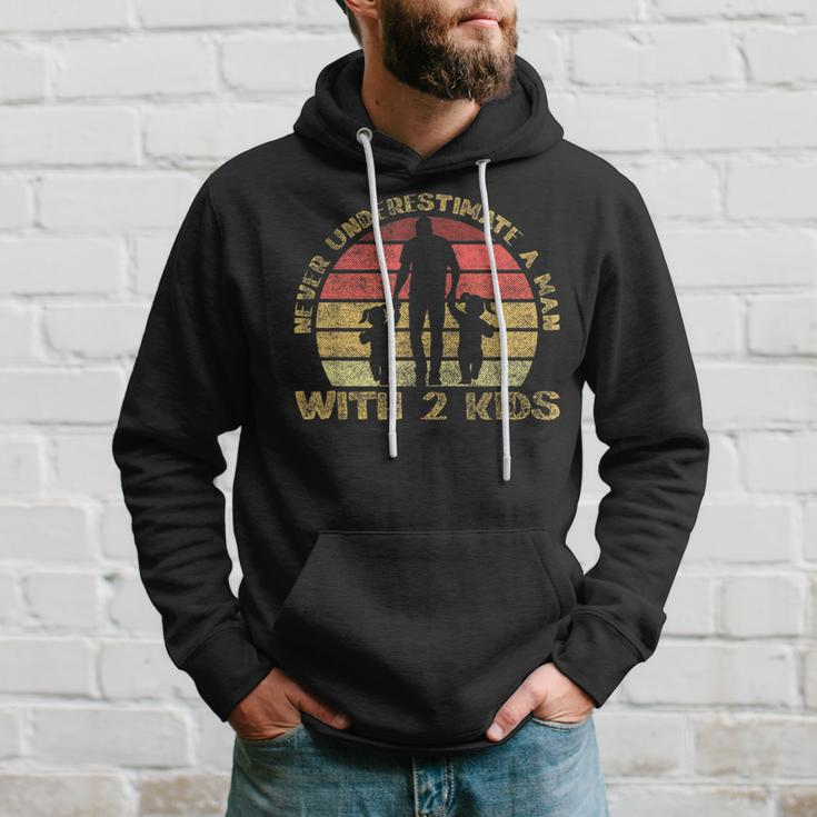 Man With Two Kids Papa Father Daughter Son Dad Daddy Stepdad Hoodie Gifts for Him