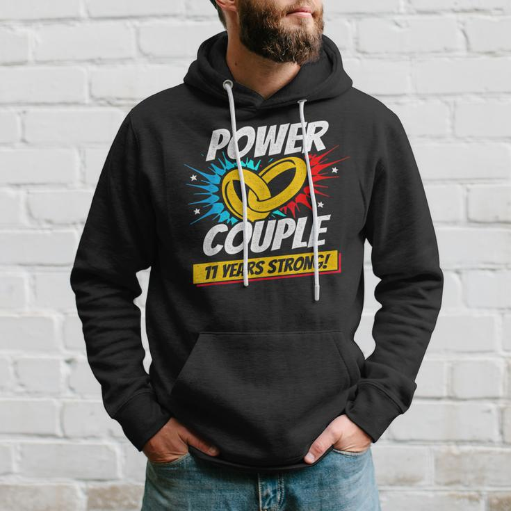 Married 11 Years - Power Couple - 11Th Wedding Anniversary Hoodie Gifts for Him