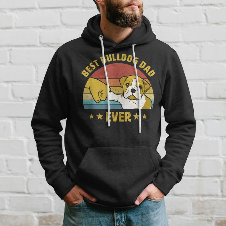 Mens Best Bulldog Dad Ever Vintage English Bulldog Puppy Lover V2 Hoodie Gifts for Him