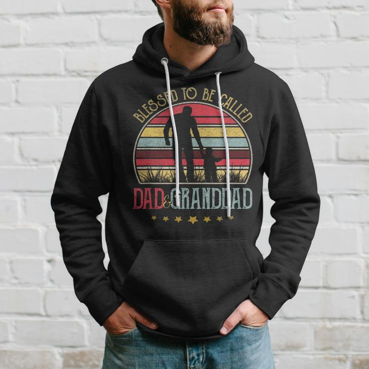 Mens Blessed To Be Called Dad And Granddad Vintage Fathers Day Hoodie Gifts for Him