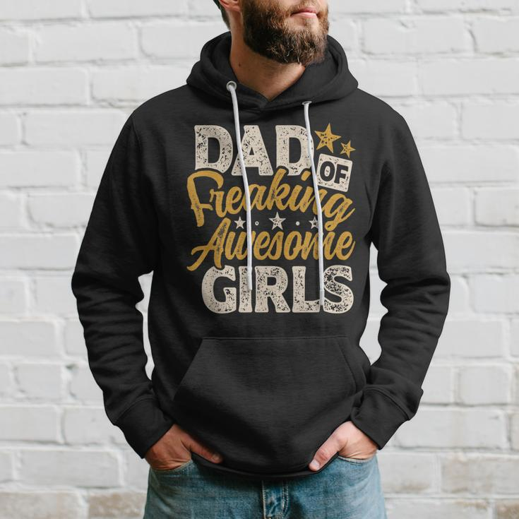 Mens Dad Of Freaking Awesome Girl Vintage Distressed Dad Of Girls Hoodie Gifts for Him