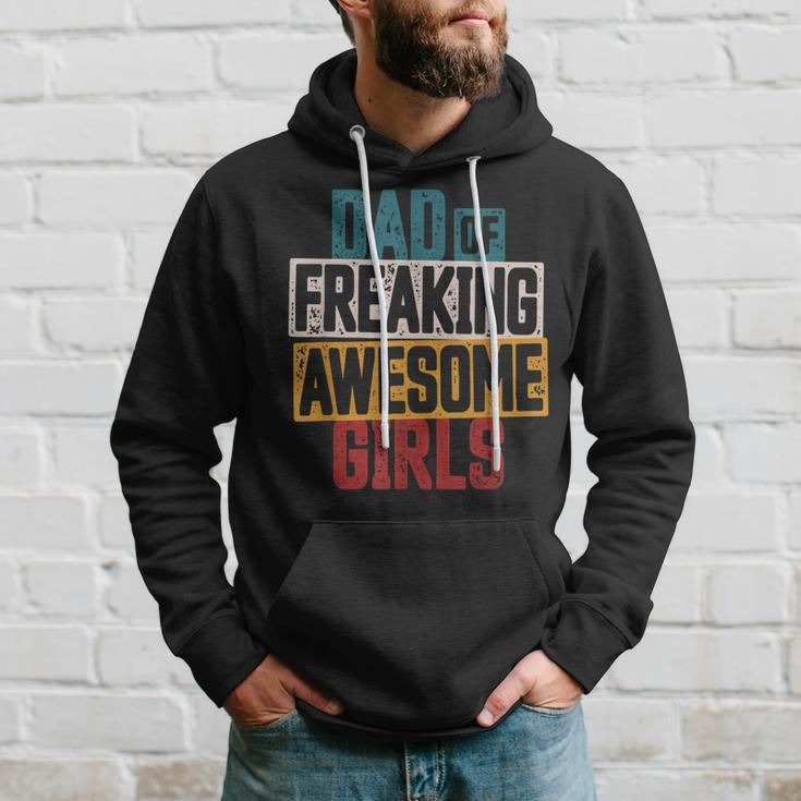 Mens Dad Of Freaking Awesome Girl Vintage Distressed Dad Of Girls V2 Hoodie Gifts for Him