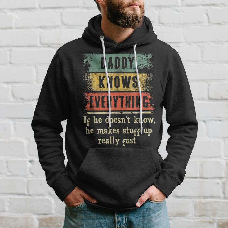 Mens Daddy Knows Everything Grandpa Fathers Day Gift Hoodie Gifts for Him