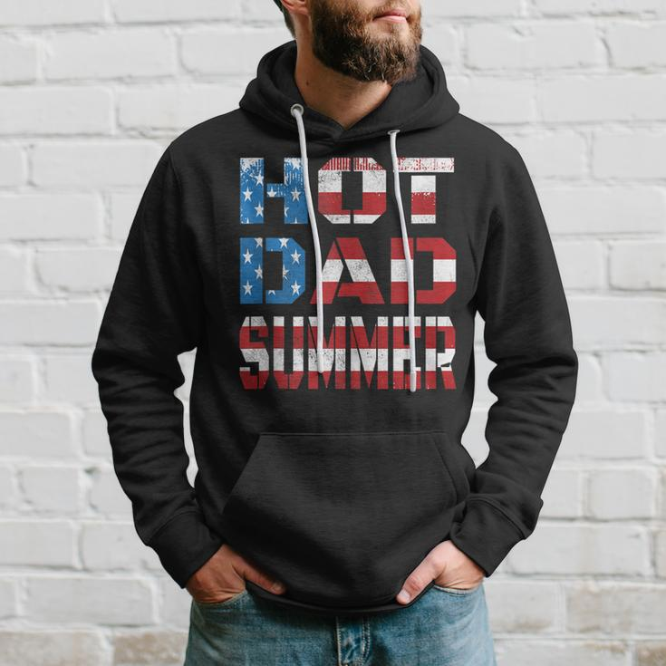 Mens Hot Dad Summer Funny Father Patriotic Usa Flag July 4Th Hoodie Gifts for Him