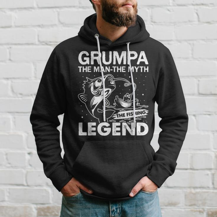 Mens Mens Grumpa Man Myth Fishing Legend Funny Fathers Day Gift Hoodie Gifts for Him