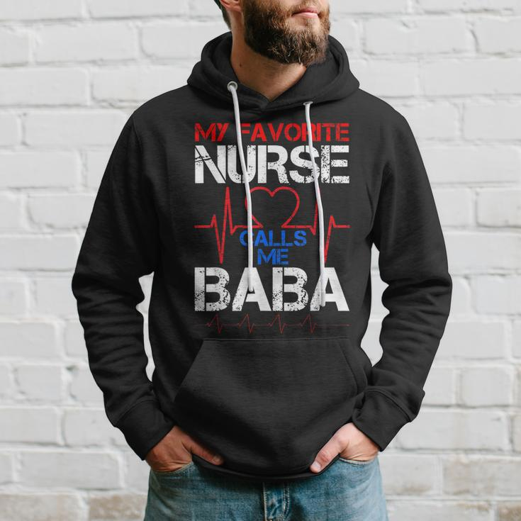 Mens My Favorite Nurse Calls Me Baba Cool Vintage Nurse Dad Hoodie Gifts for Him