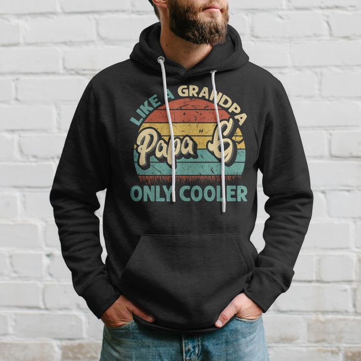 Mens Papa G Like A Grandpa Only Cooler Vintage Dad Fathers Day Hoodie Gifts for Him