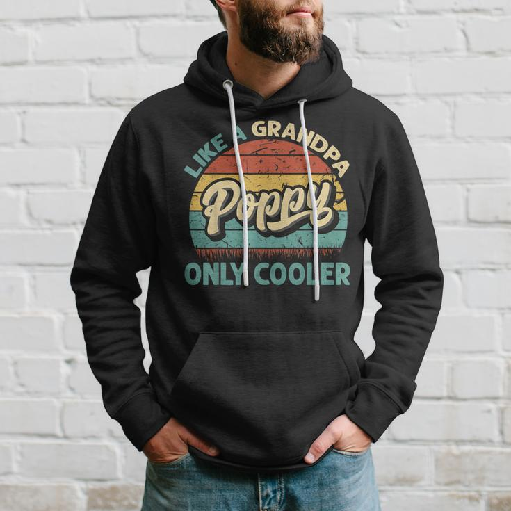 Mens Poppy Like A Grandpa Only Cooler Vintage Dad Fathers Day Hoodie Gifts for Him