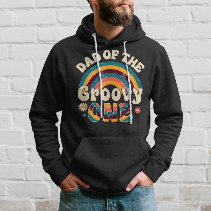 Mens Retro Groovy Daddy Matching Family 1St Birthday Party Hoodie Gifts for Him