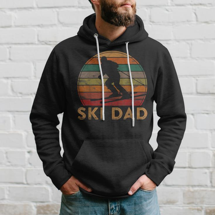 Mens Retro Ski Dad Sunset Winter Skiing Daddy Gift Father Skier Hoodie Gifts for Him