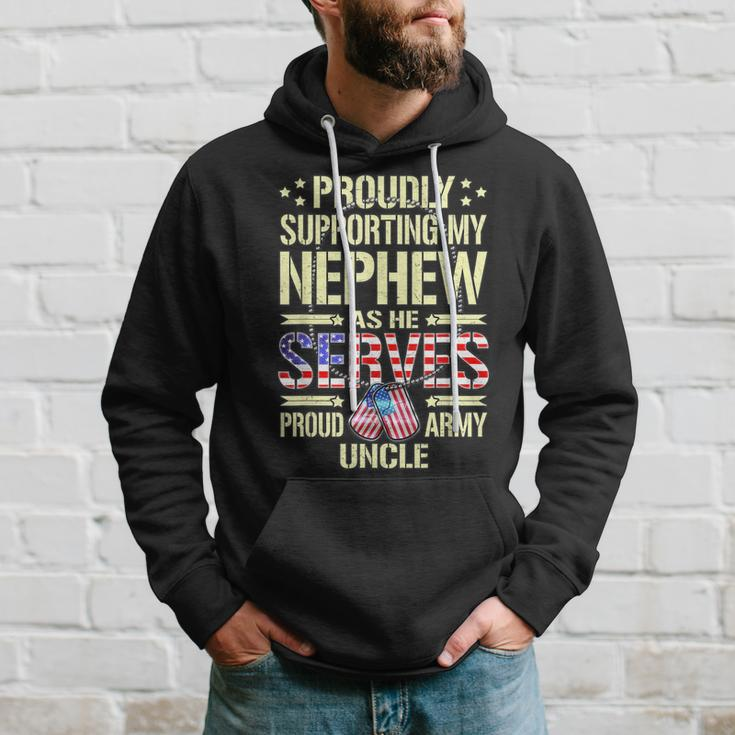 Mens Supporting My Nephew As He Serves - Proud Army Uncle Gift Men Hoodie Graphic Print Hooded Sweatshirt Gifts for Him