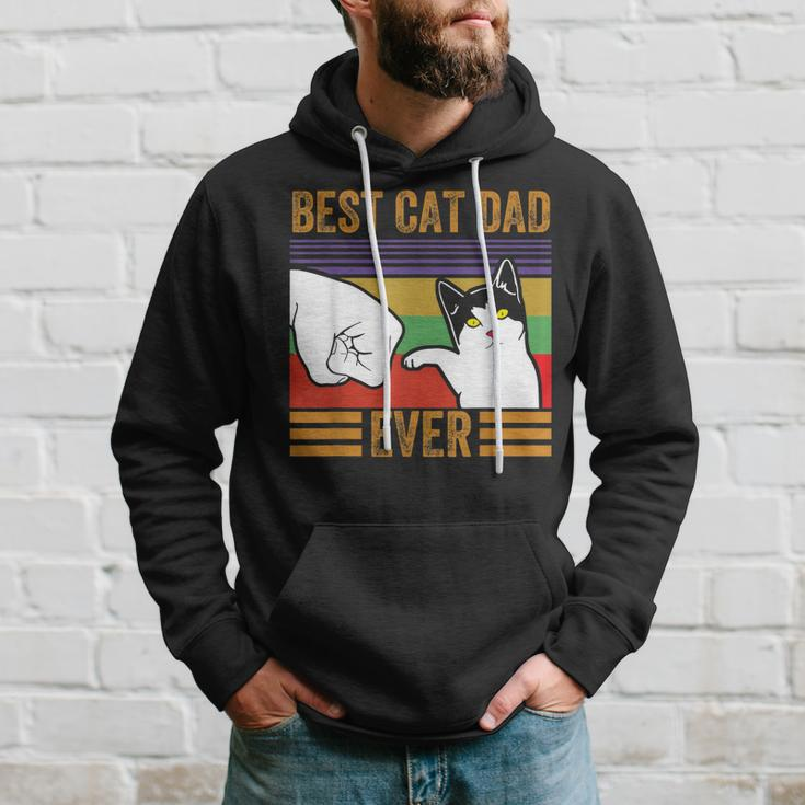 Mens Vintage Best Cat Dad Ever Men Bump Fit Fathers Day Gift Hoodie Gifts for Him