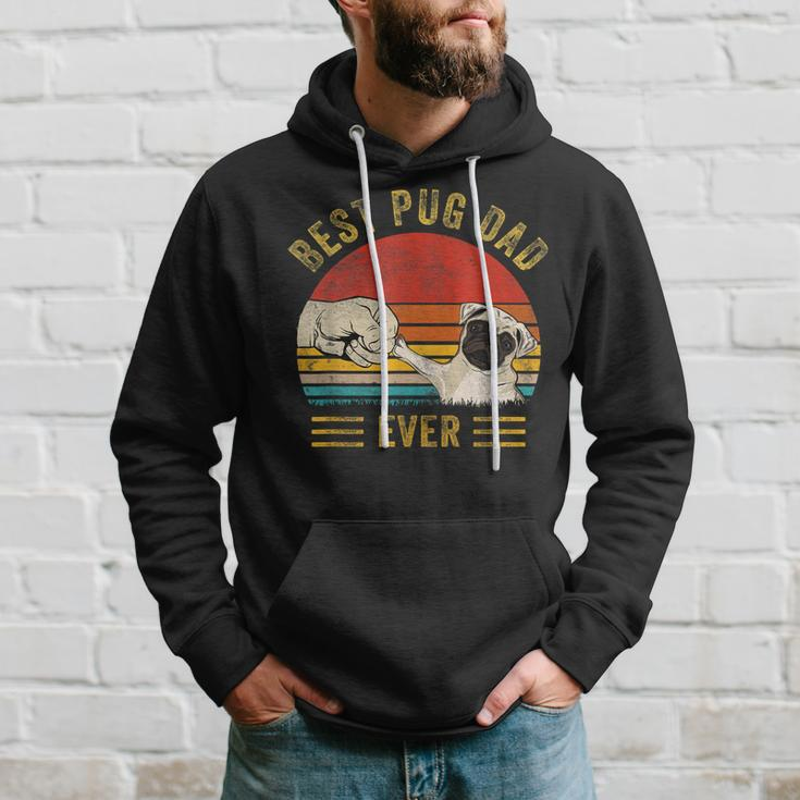 Mens Vintage Best Pug Dad Ever Pug Lover Fathers Day Hoodie Gifts for Him