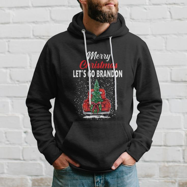 Merry Christmas Lets Go Brandon Red Truck Christmas Tree Hoodie Gifts for Him