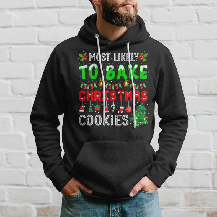 Most Likely To Bake Christmas Cookies Funny Baker Christmas Men Hoodie Graphic Print Hooded Sweatshirt Gifts for Him