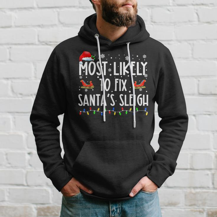 Most Likely To Fix Santa Sleigh Christmas Believe Santa V3 Men Hoodie Graphic Print Hooded Sweatshirt Gifts for Him