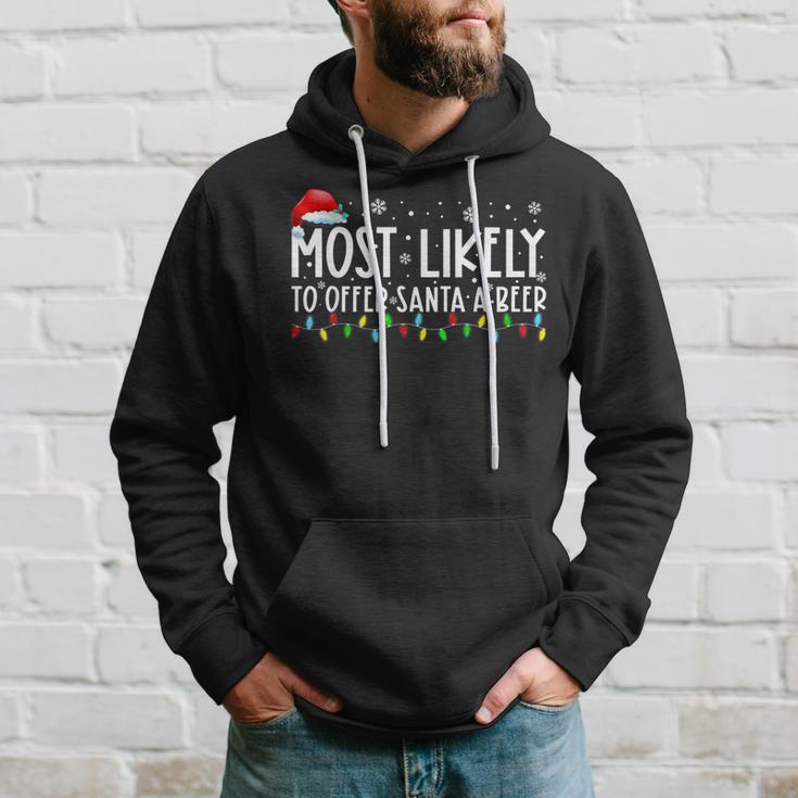 Most Likely To Offer Santa A Beer Funny Drinking Christmas V4 Men Hoodie Graphic Print Hooded Sweatshirt Gifts for Him