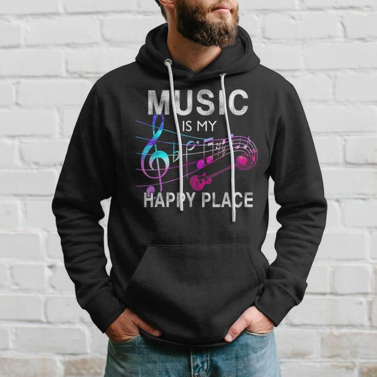 Music Is My Happy Place Inspiring Music Novelty Gift Hoodie Gifts for Him